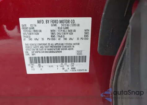 2016 Ford Edge Titanium from USA, damaged, VIN 2FMPK3K98GBB22504